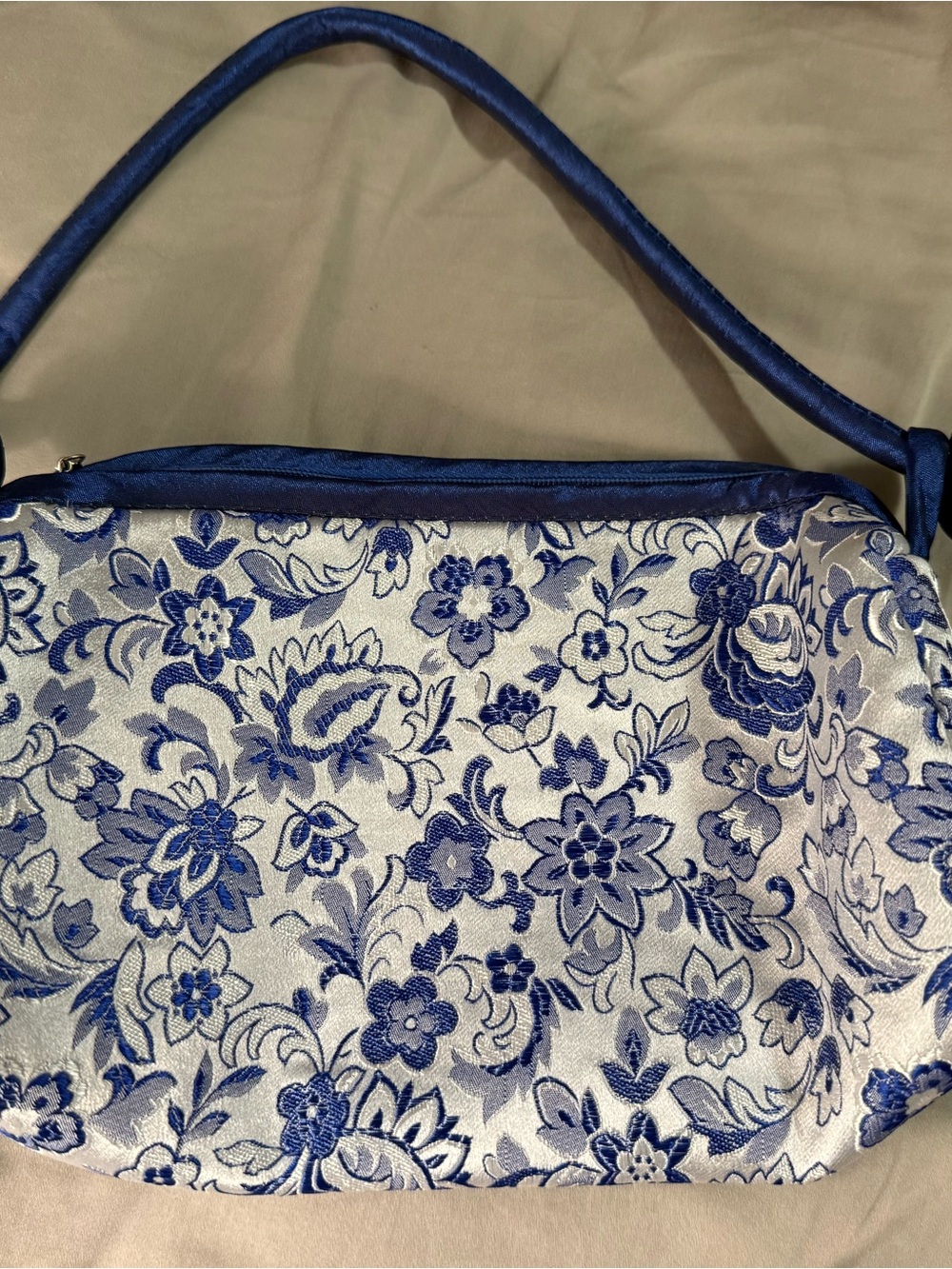 Blue Floral Jacquard Women’s Shoulder Bag